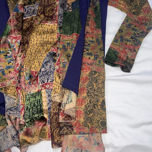 Soft Surroundings Izmir Topper Cardigan Size PS Patchwork Art Flowy Draped Boho - Picture 5 of 13